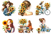 Watercolor Sunflower Woman Clipart, an Illustration by DreamArtGraphic (Thumbnail 4 of 4)