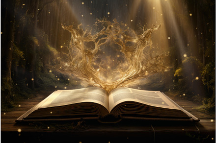 Mystical Open magic book. Generate, an Education Illustration by Ylivdesign