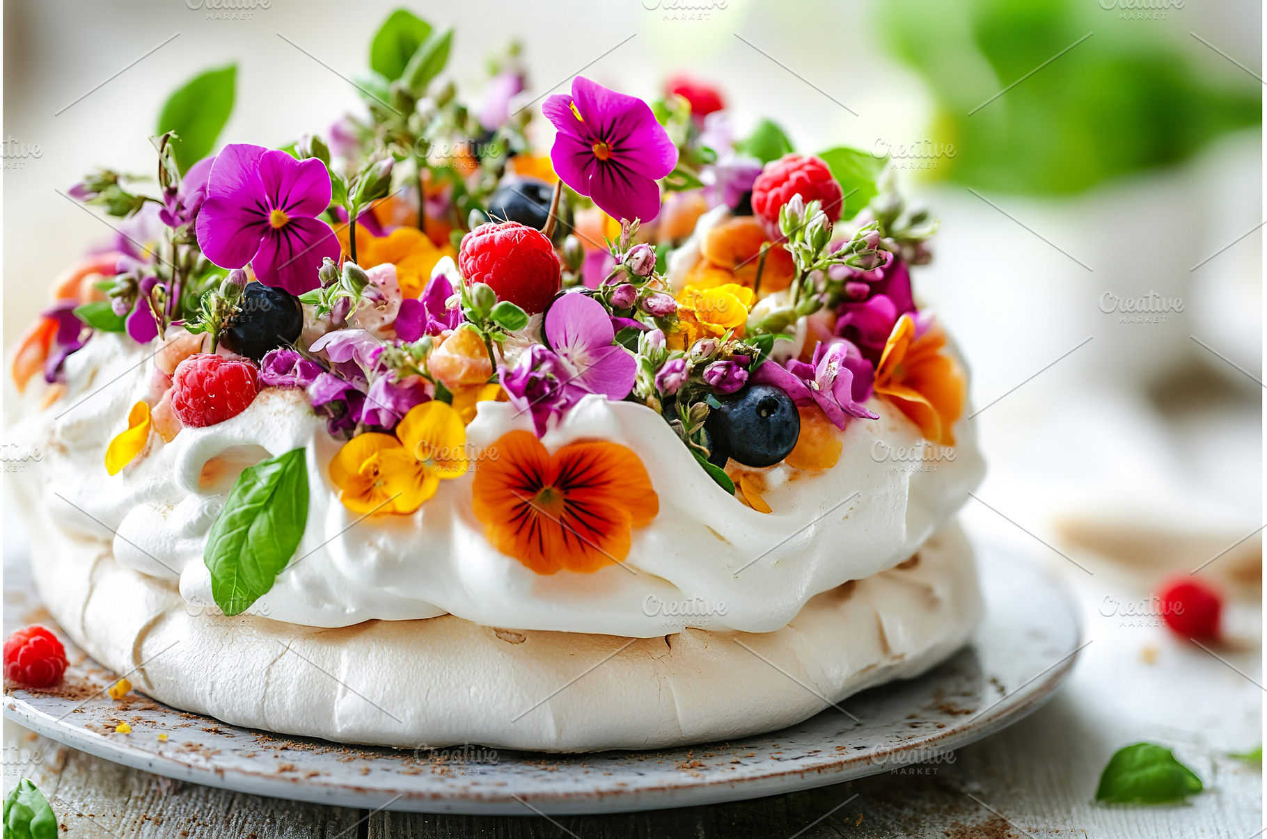 Pavlova Cake Decorated with Fresh, a Food & Drink Photo by Lermont51