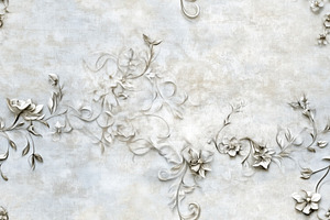 A textured background featuring elegant floral designs in soft tones of cream a, a Background Graphic by Textures & Backgrounds