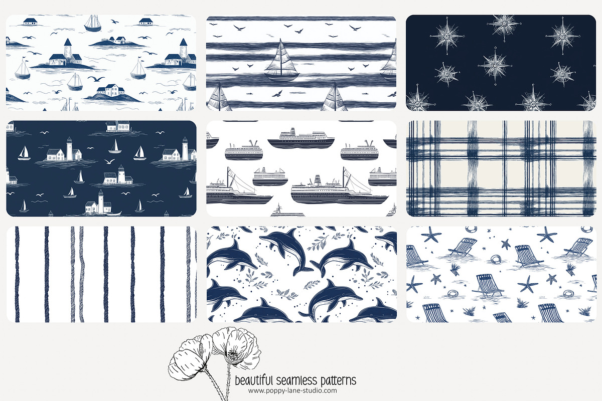 70 dark blue marine seamless pattern, a Pattern Graphic by Poppy Lane ...