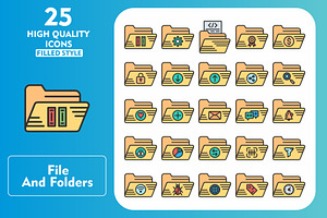 25 File and Folders Line Filled Icon, an Icon by Pexelpy