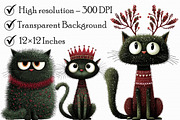Quirky Christmas Cats Clipart, an Illustration by Libby Wishes (Thumbnail 5 of 7)