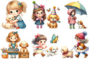 Little Girl and Dog Clipart, an Illustration by Designworld (Thumbnail 3 of 5)