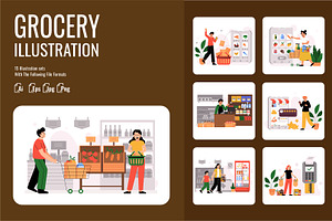 Grocery Activity - Flat Illustration, a Food Illustration by SlideFactory