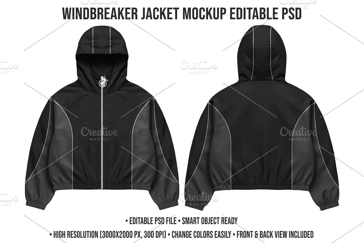 Windbreaker Jacket Mockup PSD, a Hoody Mockup by std.badboy (Photo 1 of 4)