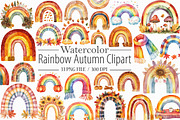 Watercolor Rainbow Autumn Clipart, an Illustration by Libby Wishes (Thumbnail 1 of 7)