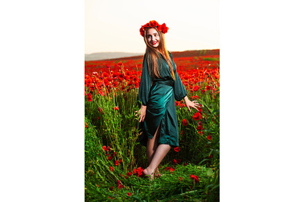 Tender girl with poppies in her hair, a Person Photo by Rohan Photography