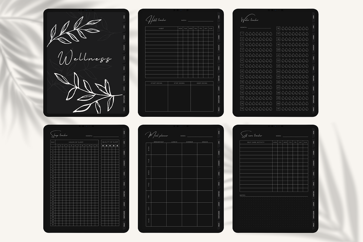 Dark Mode Digital Planner iPad, a Templates & Theme by HoneyGlowStudioCo (Photo 5 of 9)