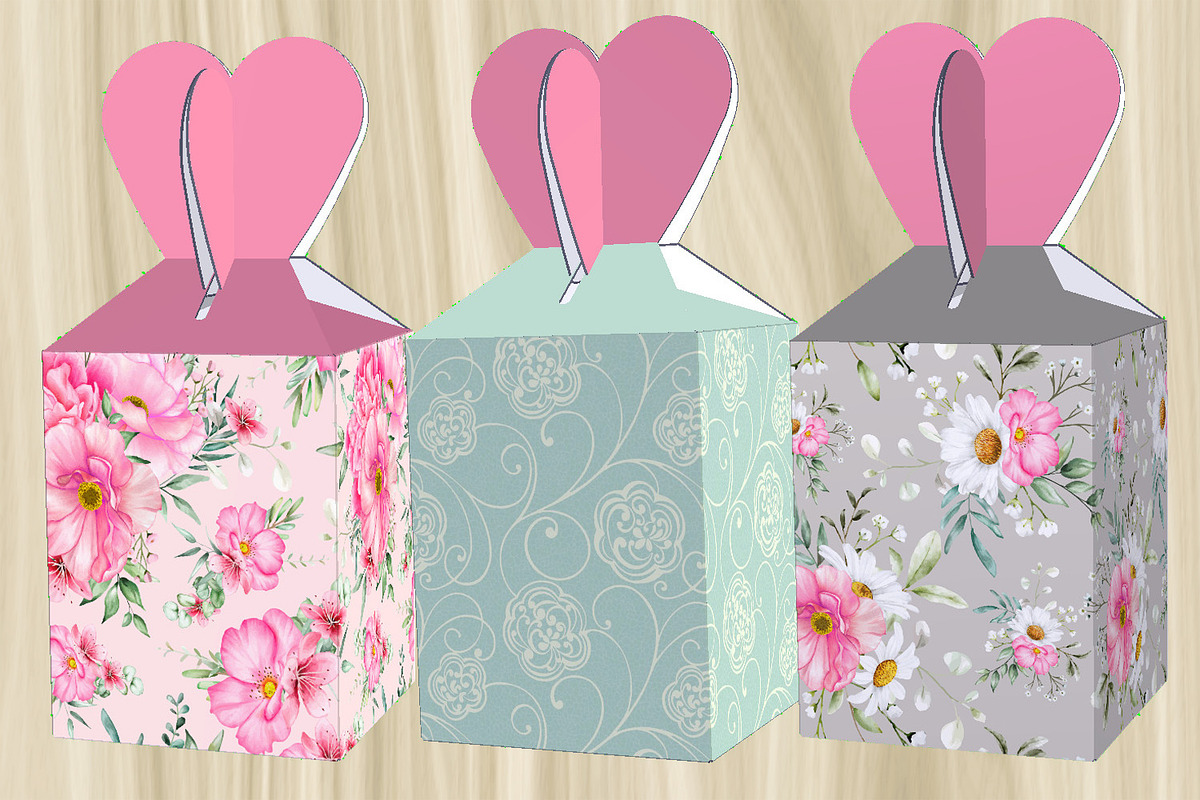 5 Valentine Gift Candy-Boxes, a Print Template by Kseniya-Omega (Photo 2 of 5)