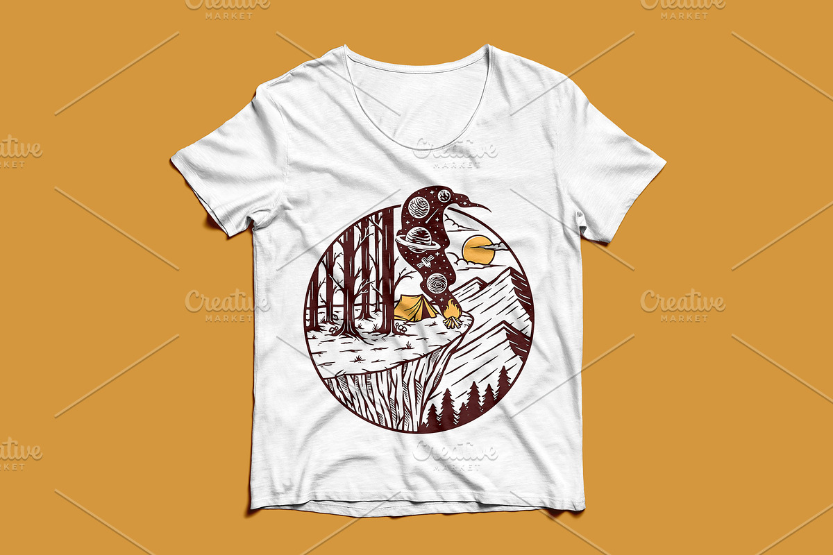 Camping on a cliff illustration, a Seasonal Illustration by gunaonedesign (Photo 3 of 4)