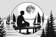 Lake Meditation Silhouette Set, an Illustration by jahid234 (Thumbnail 5 of 6)