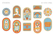 Groovy Hippie Collection, a Background Graphic by Martyshova (Thumbnail 5 of 16)