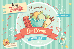 Retro Ice Cream Bundle, a Food Illustration by Nearbirds