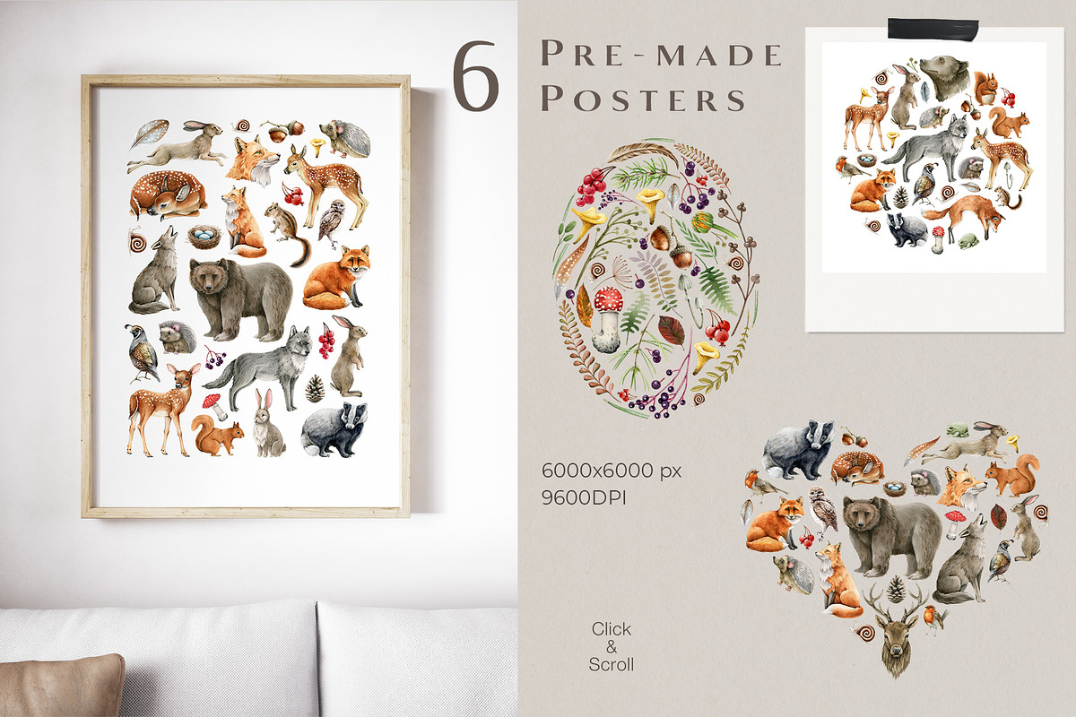 Forest Animals Watercolor Clipart, an Animal Illustration by AnitaPol (Photo 11 of 19)