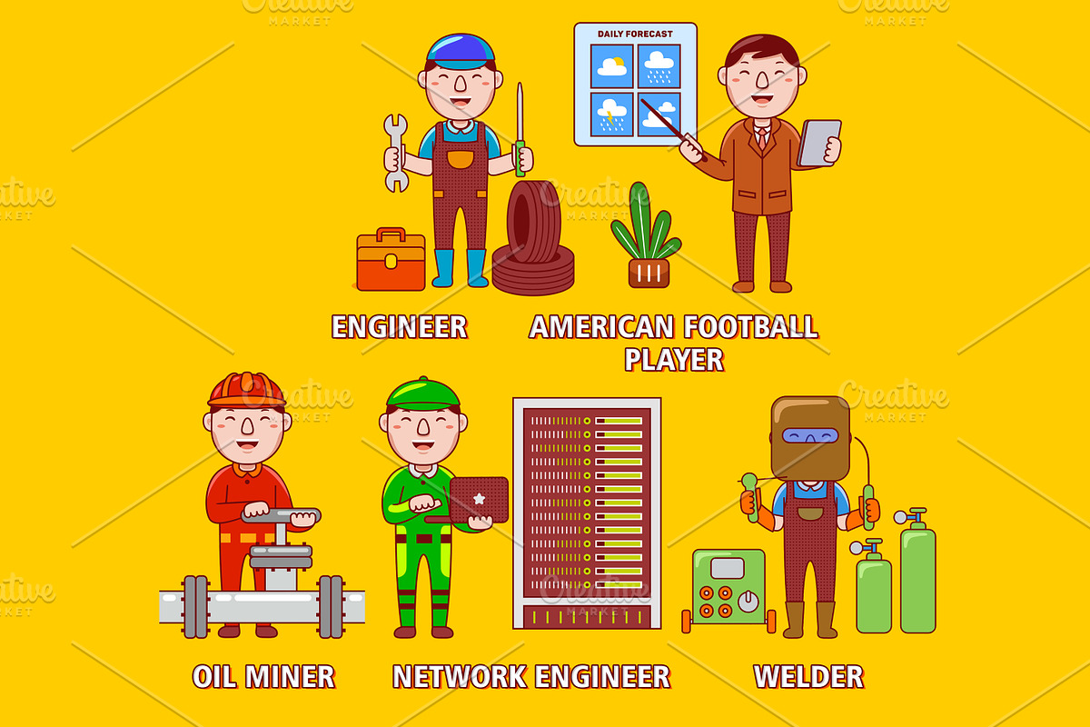Man Worker Big Bundle Vector Art, an Object Graphic by MEDZ (Photo 9 of 9)