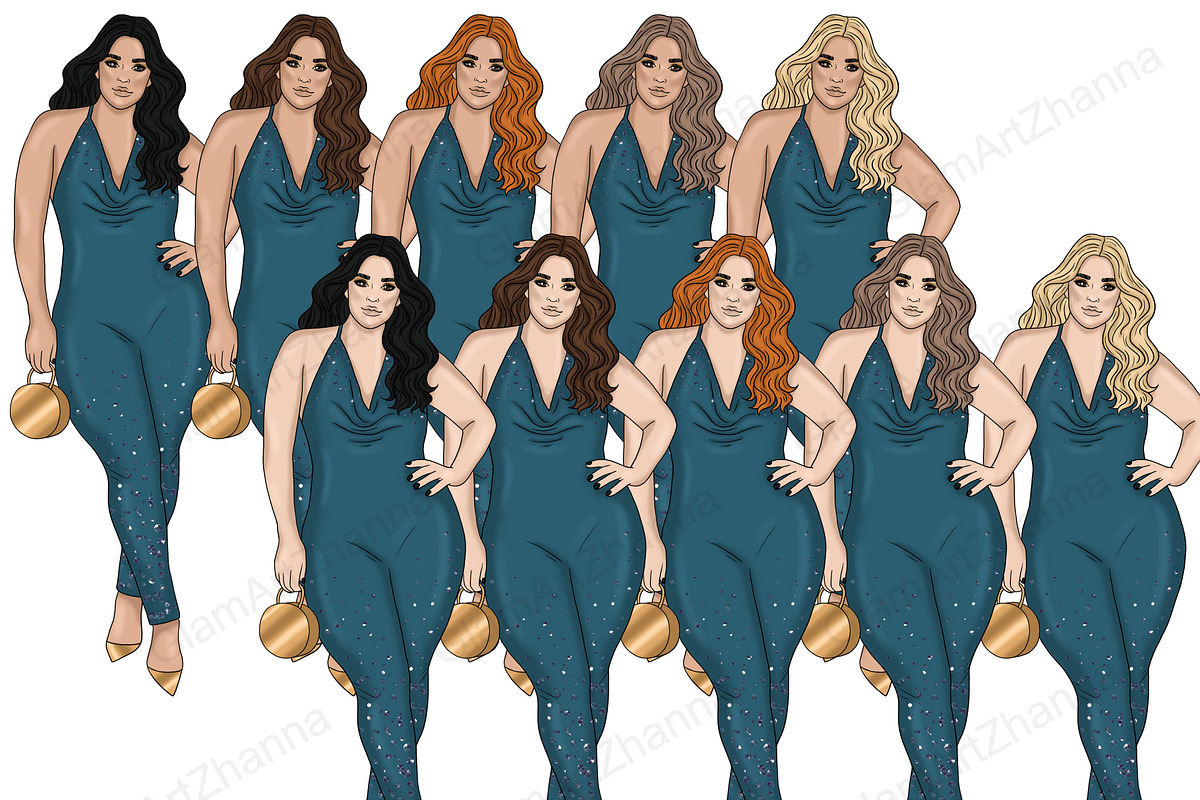 Happy New Year Gold Girls Clipart, a Person Illustration by GlamArtZhanna (Photo 4 of 5)
