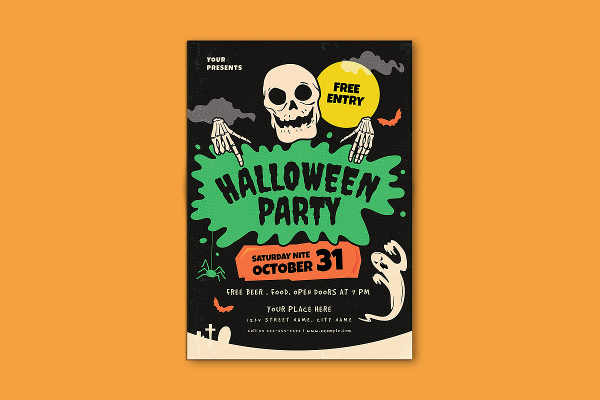 Retro Halloween Party Flyer, a Flyer Template by VectorVactory (Photo 2 of 3)