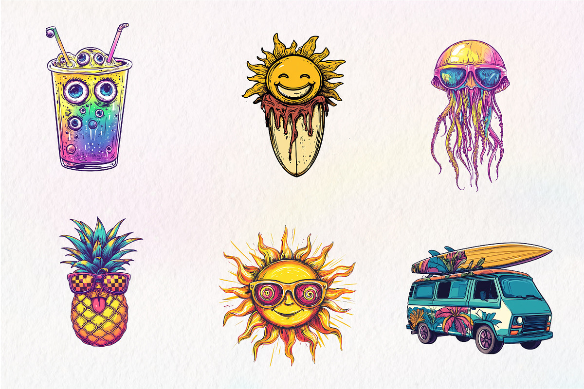 Funky Summer Clipart, an Illustration by CreationArt (Photo 3 of 5)