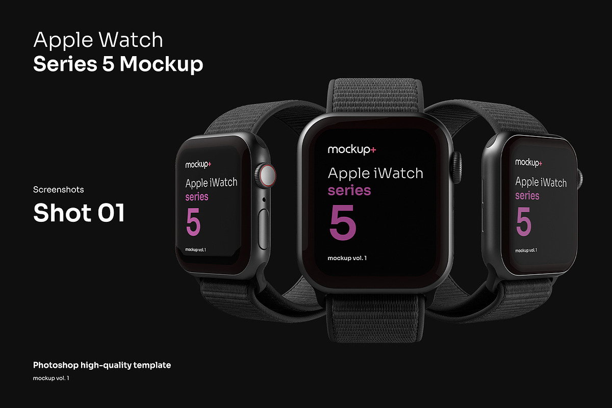 Apple Watch Series 5 Mockup, a Product Mockup by Mockup+ (Photo 2 of 7)