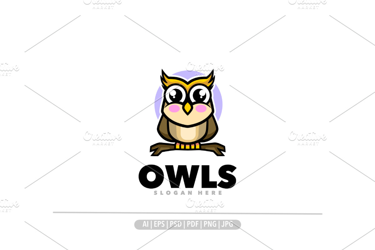 Cute owl chubby mascot logo, a Branding & Logo Template by Bayuktx