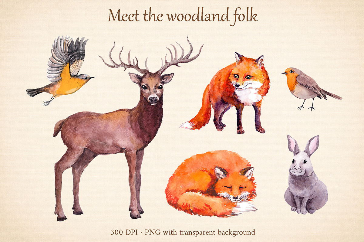Christmas Woodland Watercolor Set, a Seasonal Illustration by Where summer is (Photo 5 of 11)