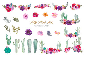 Watercolor Mexican Cactus Clip Art,