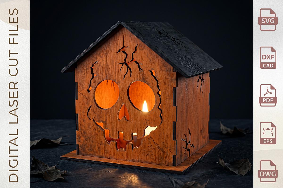 Halloween Haunted House Lantern, an Object Graphic by WoodoraCut (Photo 6 of 7)