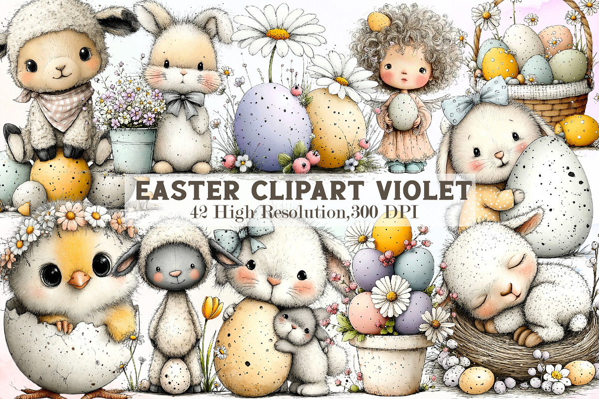 Easter Clipart Violet Easter, an Illustration by Sublimation Artist (Photo 1 of 7)