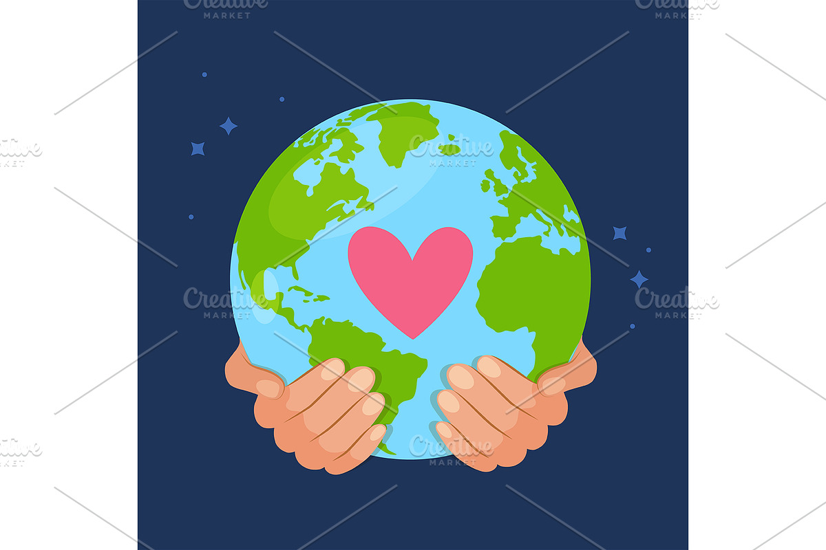 Human hands holding Earth planet, a Healthcare Illustration by Elen_Art