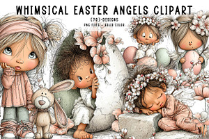 Whimsical Easter Angels Clipart, an Illustration by CreationArt
