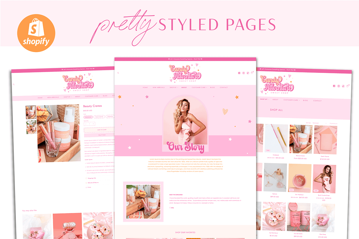 Bright Pink Retro Shopify Theme, a Shopify Template by Macarons and Mimosas (Photo 7 of 11)