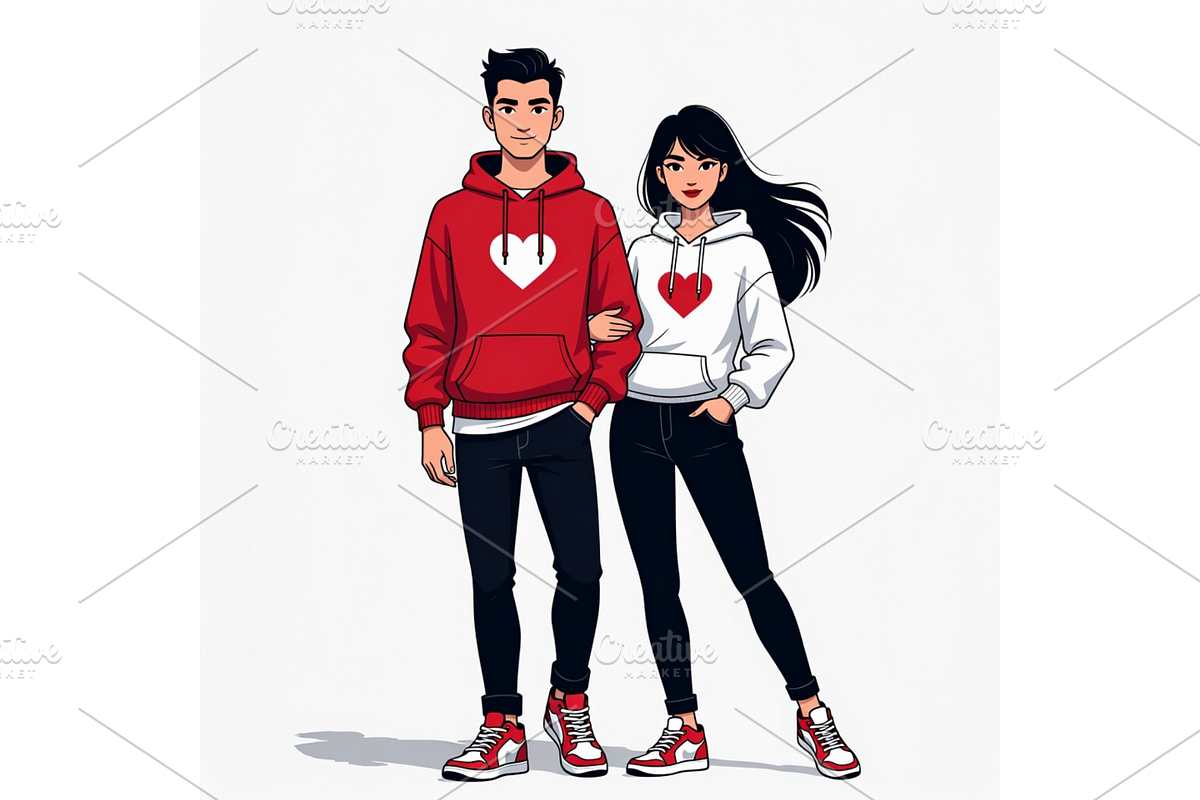 Valentine day couple fashion Clipart, a Seasonal Illustration by Creative design (Photo 3 of 7)