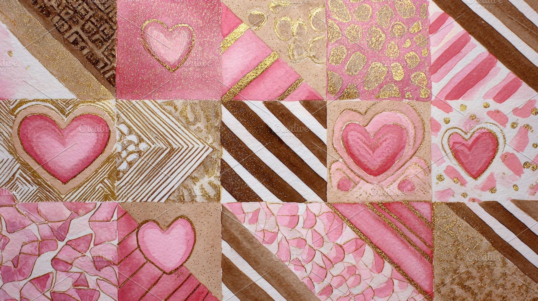 Colorful patterned hearts, a Photo by Beautiful things