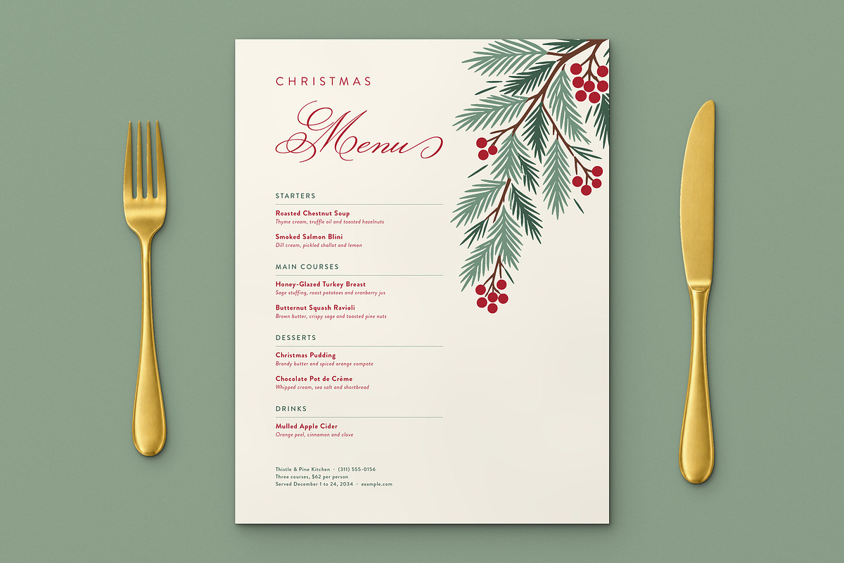Elegant Christmas Menu Template, a Flyer Template by BrandPacks (Photo 2 of 6)