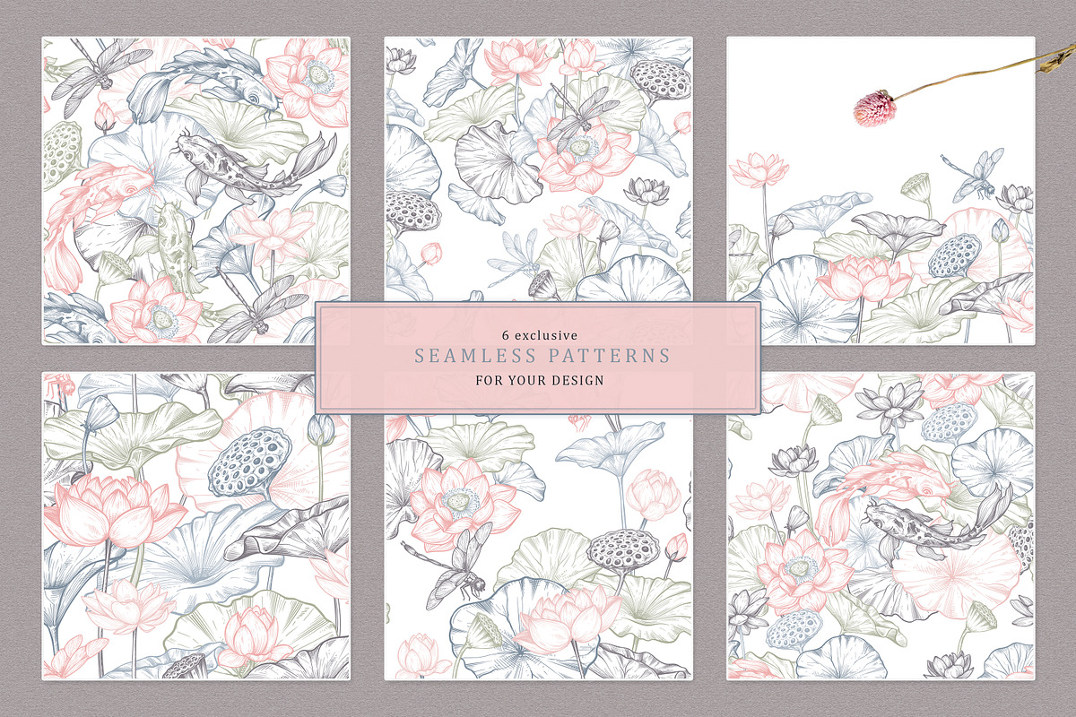 Lotus Blossom Vector Collection, a Pattern Graphic by Molly art (Photo 9 of 16)