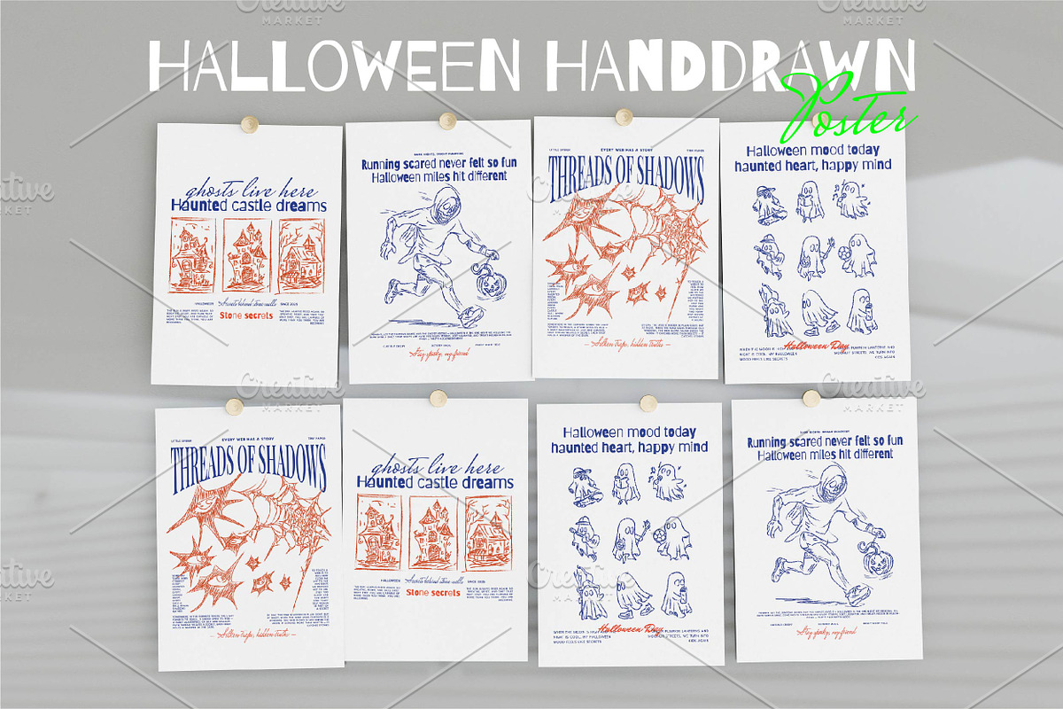 Halloween hand drawn poster, a Seasonal Illustration by Baleee (Photo 1 of 9)