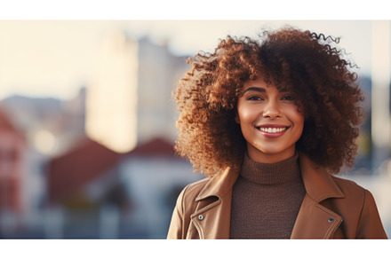Smiling Adult Black Woman with Brown, a Person Photo by Visual Generation