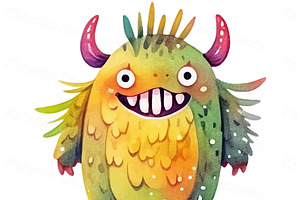 Cartoon Monsters Stickers Watercolor