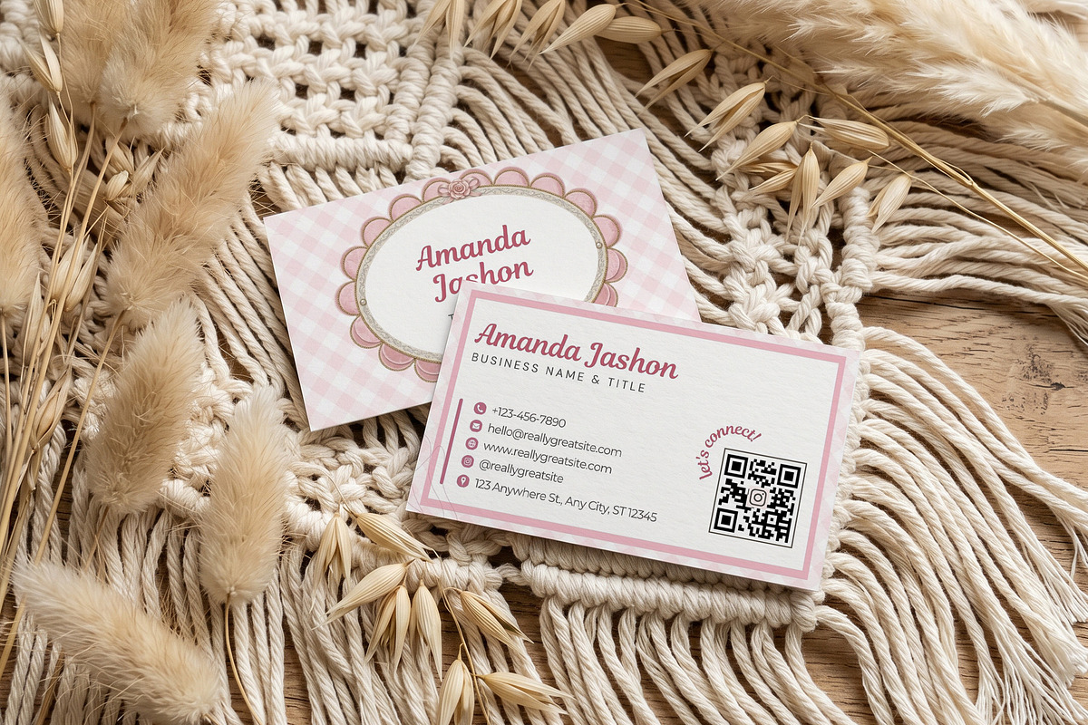 Vintage Pink Business Card Canva, a Business Card Template by Arslan (Photo 4 of 6)