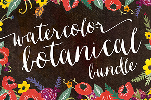 Watercolor Botanical Graphic Bundle