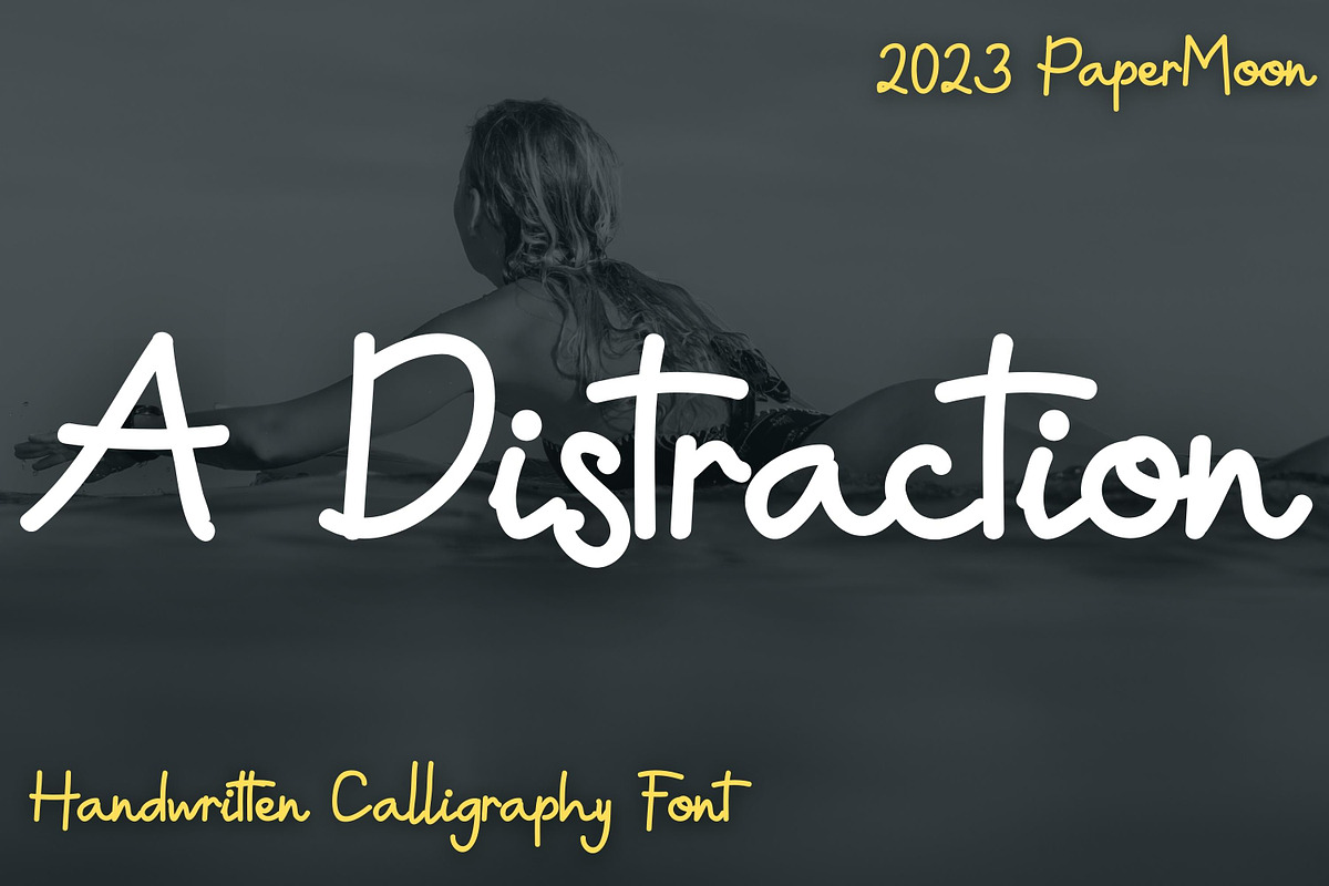 A Distraction: Handwritten Font, a Handwritten Font by PaperMoon (Photo 1 of 7)