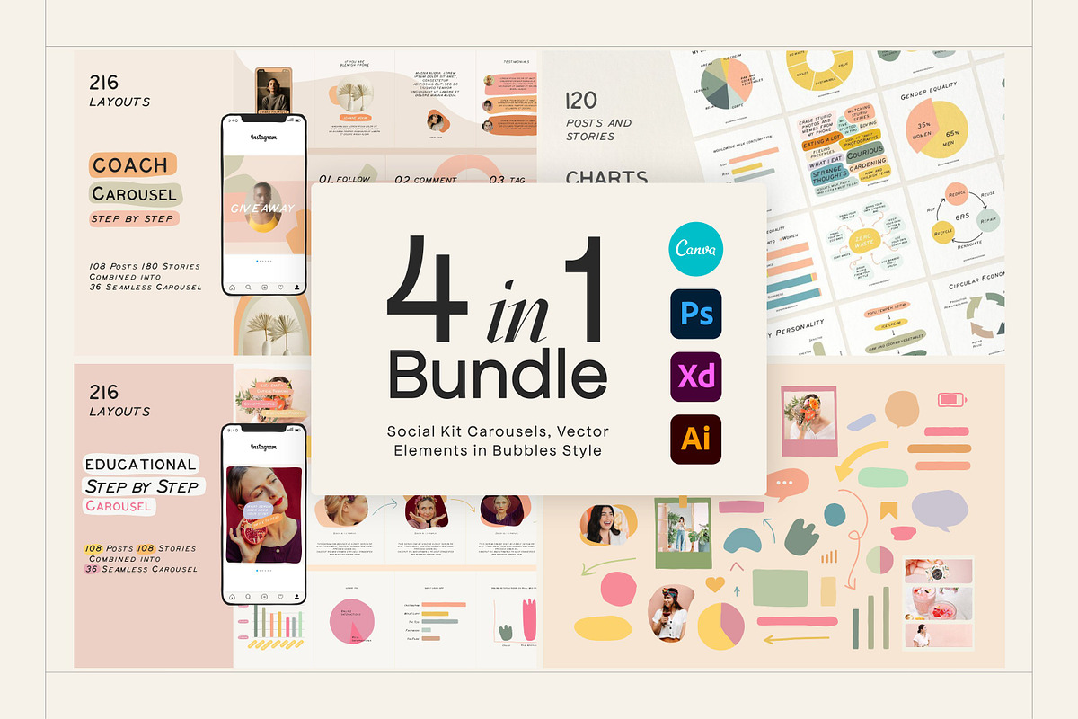 Instagram Educational Bundle 4in1, a Social Media Template by Sparrow & Snow (Photo 1 of 6)