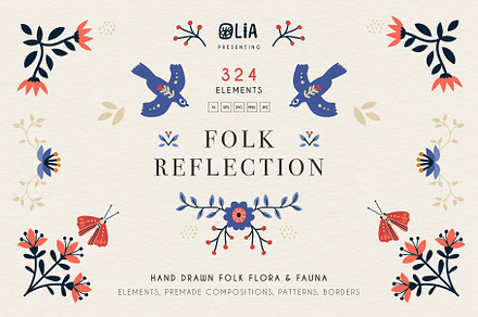 Folk Reflection | flora and fauna, a Decorative Illustration by Olia