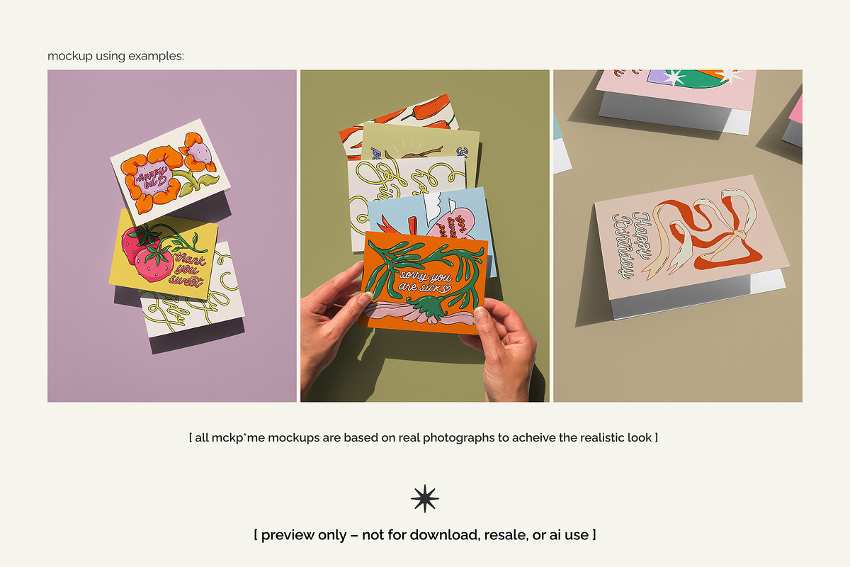 US A2 postcards mockup set, a Merchandise Mockup by MCKP*ME