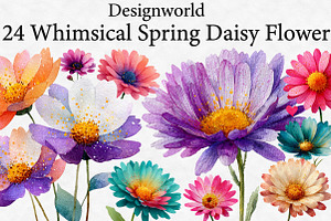 Whimsical Spring Daisy Flower Clipar, an Illustration by Designworld