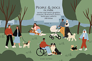 People and dogs in park illustration, a Person Illustration by LyubovZaytseva (Thumbnail 1 of 22)