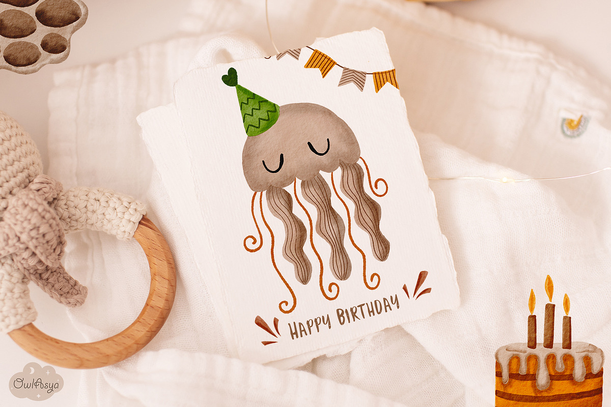 Sea animals. Birthday collection., an Animal Illustration by owlasya (Photo 2 of 9)