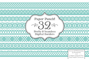 Aqua Vector Lace Borders Clipart, an Illustration by Amanda Ilkov