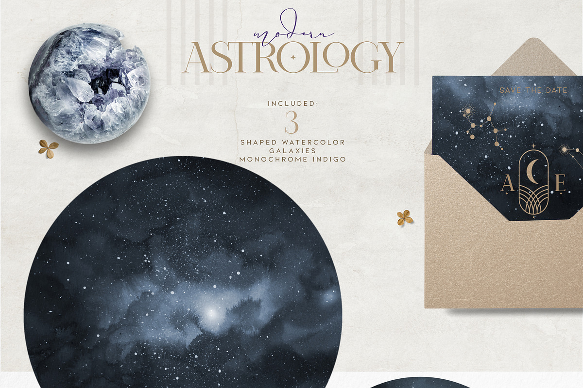 Watercolor Zodiac Galaxy Collection, a Decorative Illustration by beehouse studio (Photo 6 of 13)